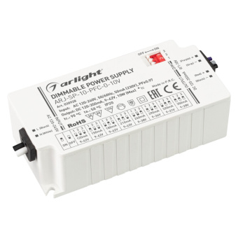 1Ленты светодиодные блок питания arj-sp-10-pfc-0-10v (10w, 120-350ma) (arlight, ip20 пластик, 5 лет) | 030928 | arlight выгодная цена