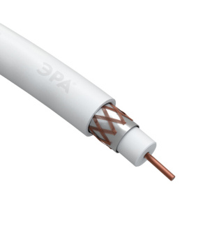 1Кабель коаксиальный (RG) эра кабель коаксиальный rg-6u, 75 ом, cu/(оплётка cu 64%), pvc, цвет белый, бухта 100 м | б0044603 | эра выгодная цена