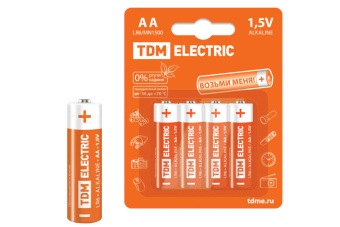 1Элементы питания и аккумуляторы элементы питания lr6 aa alkaline 1,5v bp-4 | sq1702-0003 | tdm выгодная цена