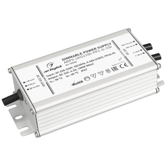 1Ленты светодиодные блок питания arpv-uh24100-pfc-0-10v (24v, 4.2a, 100w) (arlight, ip67 металл, 7 лет) | 030284 | arlight выгодная цена