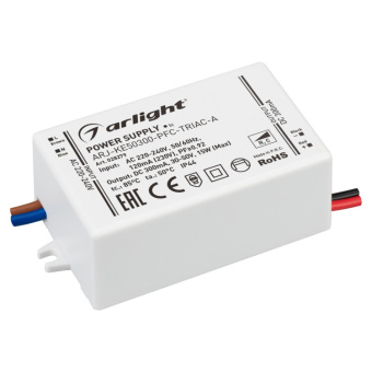 1Ленты светодиодные блок питания arj-ke50300-pfc-triac-a (15w, 300ma) (arlight, ip44 пластик, 5 лет) | 028279 | arlight выгодная цена
