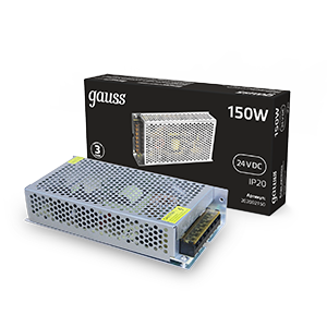 1Ленты светодиодные блок питания 150w 24v ip20 1/50 | 202002150 | gauss выгодная цена
