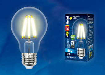 1Лампы (источники света) лампа светодиодная led-a70-15w/3000k/e27/cl pls02wh led. "груша" прозр. серия sky. 3000к . | ul-00004868 | uniel выгодная цена