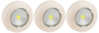 1Фонари светильник пушлайт (подсветка) 1хled (cob) 3xaaa sb-505 аврора слоновая кость (3 шт. в коробке) | б0031044 | эра выгодная цена