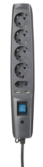 1Удлинители, удлинители на катушке, катушки переносные сетевой фильтр sfu-5es-2m-b эра (черный) с заземл, 3x0.75мм2, со шт, с выкл, 5гн+2xusb, 2м, кор | c0043326 | эра выгодная цена