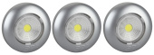 Фонари светильник пушлайт (подсветка) 1хled (cob) 3xaaa sb-504 аврора серебристый (3 шт. в коробке) | б0031043 | эра выгодная цена