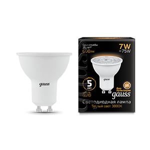 1Лампы (источники света) лампа светодиодная led 7вт gu10 220в 2700к mr16 | 101506107 | gauss выгодная цена