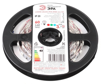 1Ленты светодиодные лента светодиодная 60 диодов ip20 мультиколор ls5050-60led-ip20-rgb-eco-3m | б0035605 | эра выгодная цена