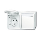 Розетки, выключатели, звонки электрические розетка schuko 16а 250в ip44, двойная, горизонтальная, поле для надписи, для открытого монтажа, ocean, альпийский белы | 2cka002084a0715 | abb выгодная цена