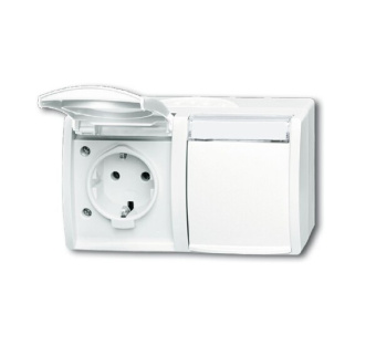 1Розетки, выключатели, звонки электрические розетка schuko 16а 250в ip44, двойная, горизонтальная, поле для надписи, для открытого монтажа, ocean, альпийский белы | 2cka002084a0715 | abb выгодная цена