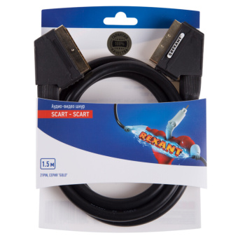 1Шнуры ТВ,Аудио шнур scart - scart (21pin) 1.5м (gold) | 06-3075 | rexant выгодная цена