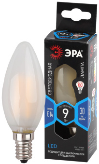 1Лампы (источники света) лампа светодиодная f-led b35-9w-840-e14 frost (филамент, свеча мат, 9вт, нейтр, e14) | б0046996 | эра выгодная цена
