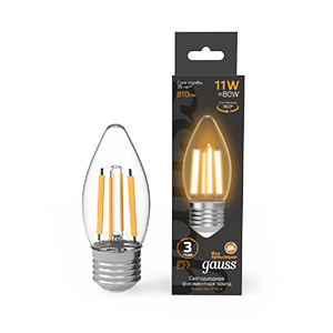 1Лампы (источники света) лампа светодиодная filament свеча 11w 810lm 2700к е27 led 1/10/50 | 103802111 | gauss выгодная цена