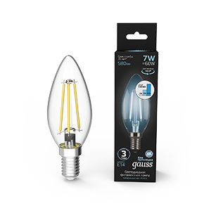 1Лампы (источники света) лампа светодиодная black led filament свеча e14 7w 580lm 4100к step dimmable | 103801207-s | gauss выгодная цена
