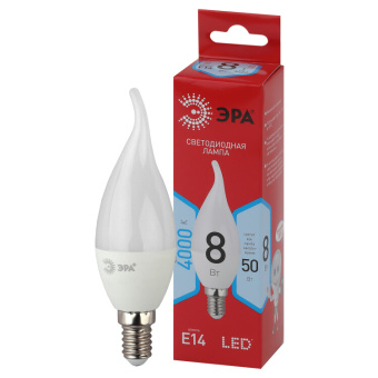 1Лампы (источники света) лампа светодиодная led bxs-8w-840-e14 r (диод, свеча на ветру, 8вт, нейтр, e14) | б0051848 | эра выгодная цена