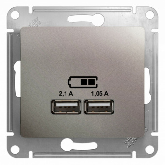 1Розетки, выключатели, звонки электрические glossa платина usb розетка, 5в/2100ма, 2х5в/1050ма, механизм | gsl001233 | se выгодная цена