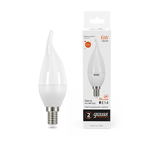 1Лампы (источники света) лампа светодиодная led elementary свеча на ветру 6w e14 420lm 3000k | 34116 | gauss выгодная цена