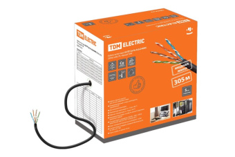 1Кабель витая пара (UTP, FTP) кабель витая пара u/utp cat 5e 4х2х24awg (305м) solid, pe, чёрный | sq0107-0105 | tdm выгодная цена