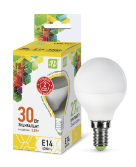 1Лампы (источники света) лампа светодиодная led-шар-standard 3.5вт 230в е14 3000к 320лм | 4690612000367 | asd выгодная цена