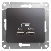 Розетки, выключатели, звонки электрические glossa графит usb розетка, 5в/2100ма, 2х5в/1050ма, механизм | gsl001333 | se выгодная цена