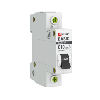 1Модульное оборудование (выключатели, УЗО, АВДТ,  УЗДП) выключатель автоматический однополюсный ва 47-29 10а c 4,5ка basic | mcb4729-1-10c | ekf выгодная цена