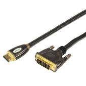 Разъемы, переходники, делители TV шнур hdmi - dvi-d, 5м, gold, с фильтрами, шелк | 17-6606 | rexant выгодная цена