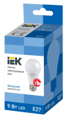 Лампы (источники света) лампа светодиодная led 9вт е27 230в 6500к eco а60 шар | lle-a60-9-230-65-e27 | iek выгодная цена