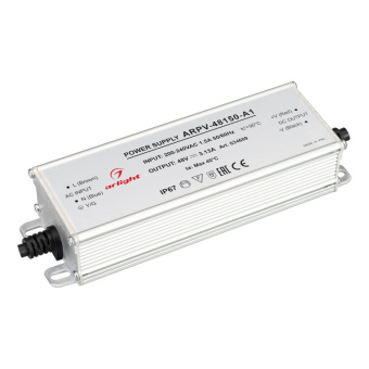 1Ленты светодиодные блок питания arpv-48150-a1 (48v, 3.13а, 150w) ( ip67 металл, 3 года) | 034689 | arlight выгодная цена