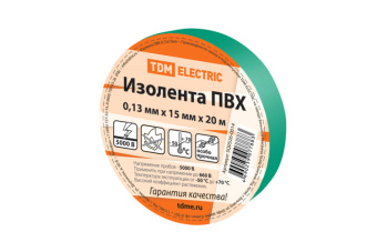 1Изделия для монтажа и опрессовки кабеля изолента пвх 0,13*15мм зеленая 20м | sq0526-0014 | tdm выгодная цена
