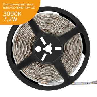1Ленты светодиодные лента светодиодная elementary 5050/30-smd 7.2w 12v dc теплый белый ip20 (zip bag 5м) | 355000107 | gauss выгодная цена