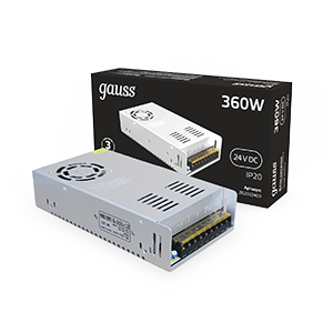 1Ленты светодиодные блок питания 360w 24v ip20 1/36 | 202002400 | gauss выгодная цена