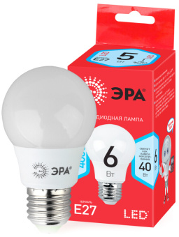 1Лампы (источники света) лампа светодиодная red line eco led a55-6w-840-e2 e27 / е27 6вт груша нейтральный белый свет | б0028007 | эра выгодная цена