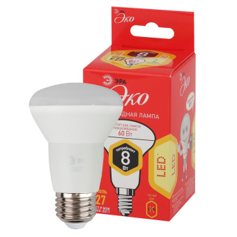 1Лампы (источники света) лампа светодиодная red line eco led r63-8w-827-e27 е27 / е27 8вт рефлектор теплый белый свет | б0050300 | эра выгодная цена