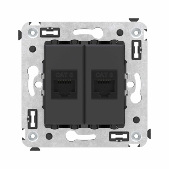 1Розетки, выключатели, звонки электрические компьютерная розетка rj-45 без шторки в стену, кат.6 двойная, "avanti", "черный матовый" | 4412694 | dkc выгодная цена