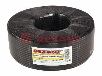 1Кабель коаксиальный (RG) кабель rg-58 a/u, (64%), 50 ом, 100м., черный | 01-2003 | rexant выгодная цена