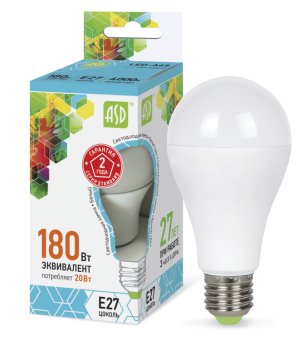 1Лампы (источники света) лампа светодиодная led-a60-standard 20вт 230в е27 4000к 1800лм | 4690612004204 | asd выгодная цена