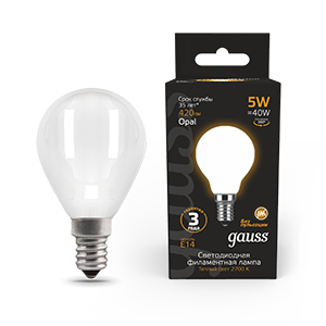1Лампы (источники света) лампа светодиодная black led filament шар opal e14 5w 420lm 2700k | 105201105 | gauss выгодная цена