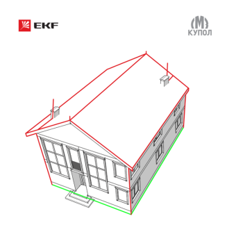 1EKF комплект молниезащиты частного дома габ. 15х18м proxima| lp-15x18 | ekf выгодная цена