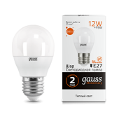 Лампы (источники света) лампа светодиодная led elementary шар 12w 880lm e27 3000k | 53212 | gauss выгодная цена