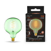 Лампы (источники света) лампа светодиодная led filament flexible g125-c green e27 5w 190lm 1800k 125*178mm 1/10 | 1012802105 | gauss выгодная цена