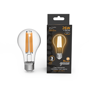 1Лампы (источники света) лампа светодиодная filament а70 26w 2600lm 2700к е27 led 1/10/40 | 102902126 | gauss выгодная цена