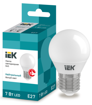 1Лампы (источники света) лампа светодиодная led 7вт е27 220в 4000к g45 шар | lle-g45-7-230-40-e27 | iek выгодная цена