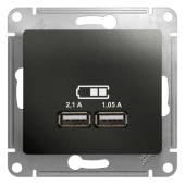 Розетки, выключатели, звонки электрические glossa антрацит usb розетка,5в/2100ма, 2х5в/1050ма, механизм | gsl000733 | se выгодная цена