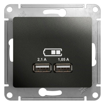 1Розетки, выключатели, звонки электрические glossa антрацит usb розетка,5в/2100ма, 2х5в/1050ма, механизм | gsl000733 | se выгодная цена