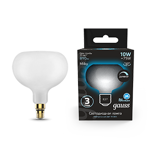 1Лампы (источники света) лампа светодиодная filament а190 10w 890lm 4100к е27 milky диммируемая led 1/6 | 1017802210-d | gauss выгодная цена