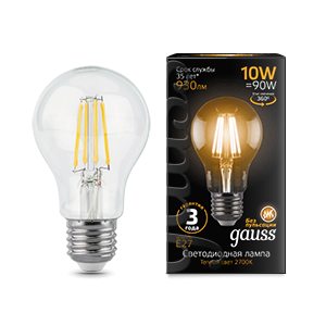 1Лампы (источники света) лампа светодиодная led 10вт e27 220в 2700к a60 | 102802110 | gauss выгодная цена