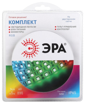 1Ленты светодиодные комплект светодиодной ленты 5050kit-14,4-60-12-ip65-rgb-5m | б0043070 | эра выгодная цена