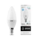 Лампы (источники света) лампа светодиодная led 6вт e14 220в 6500к elementary свеча | 33136 | gauss выгодная цена