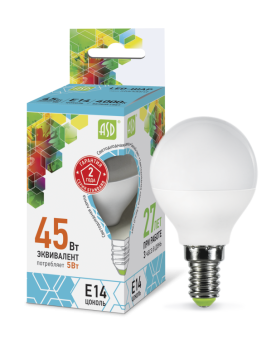 1Лампы (источники света) лампа светодиодная led-шар-standard 5вт 230в е14 4000к 450лм | 4690612002149 | asd выгодная цена