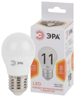 1Лампы (источники света) лампа светодиодная led p45-11w-827-e27 | б0032987 | эра выгодная цена